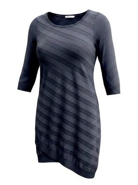 Ricki’s Asymmetrical Knit Sweater Dress with Three-Quarter Sleeves in Black